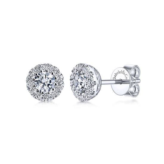 Gabriel - 14K White Gold Diamond Halo Stud Earrings