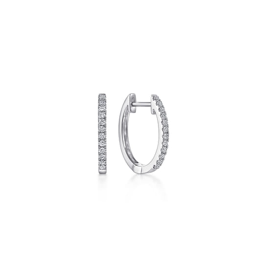 Gabriel - 14K White Gold Diamond Huggie Earrings, 15mm