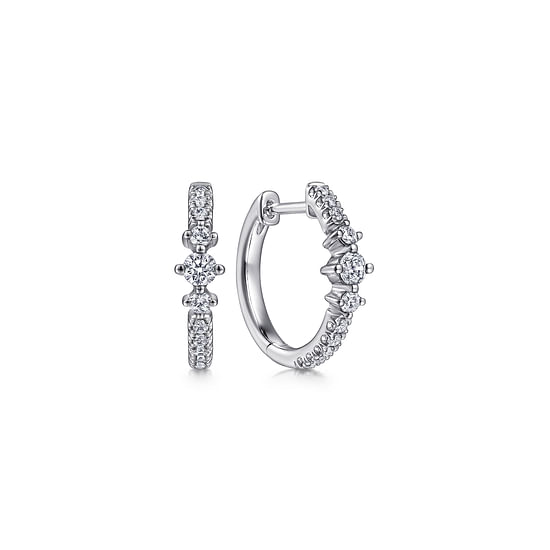 Gabriel - 14K White Gold Diamond Huggie Earrings