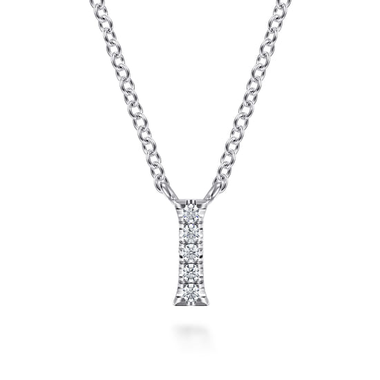 Gabriel - 14K White Gold Diamond I Initial Pendant Necklace