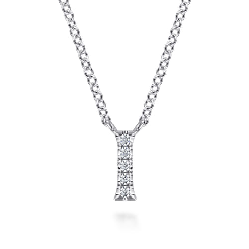14K White Gold Diamond I Initial Pendant Necklace 14K White Gold Diamond I Initial Pendant Necklace