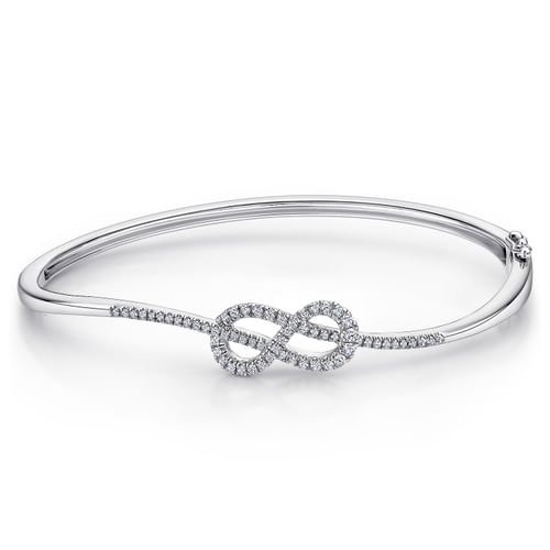 14K White Gold Diamond Infinity Bangle