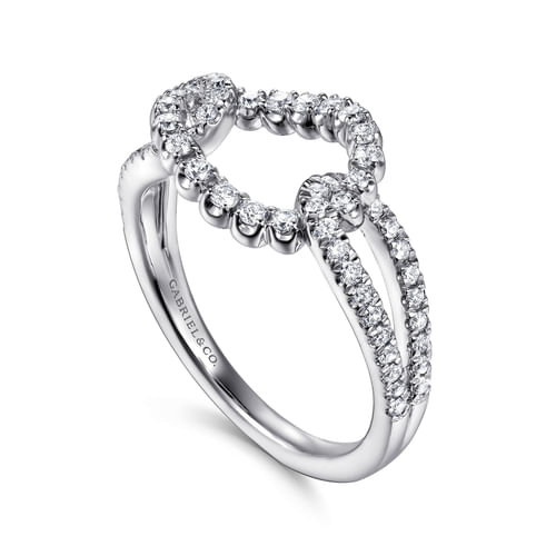14K White Gold Diamond Interlocking Link Ring
