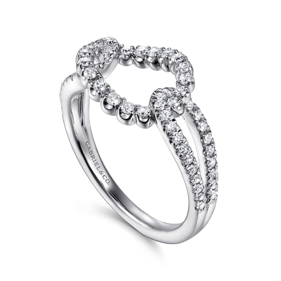 14K White Gold Diamond Interlocking Link Ring angle 3