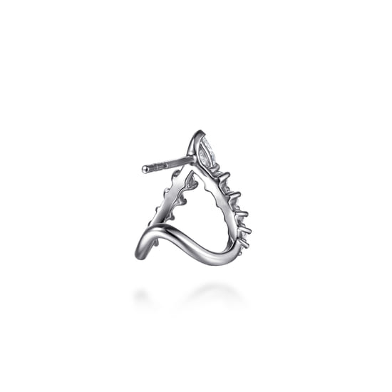 14K White Gold Diamond J-Hoop Earrings angle 2