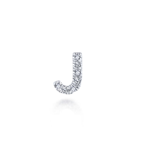 14K White Gold Diamond J Pendant
