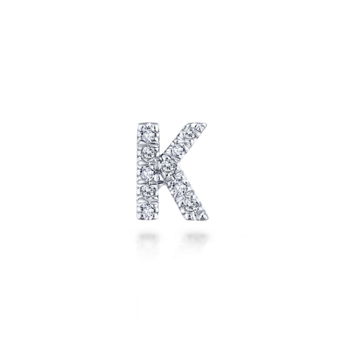 14K White Gold Diamond K Pendant