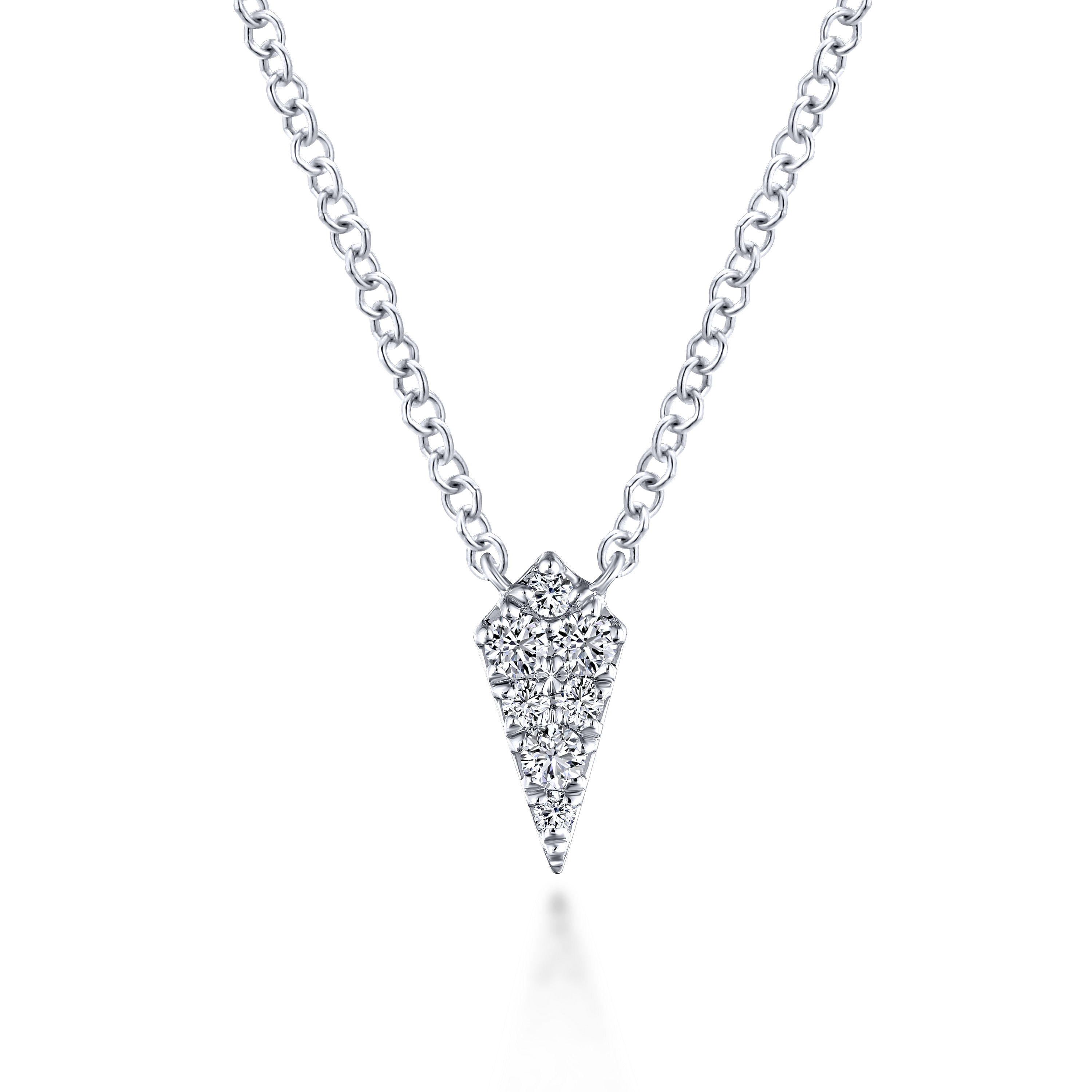 14K White Gold Diamond Kite Pendant Necklace
