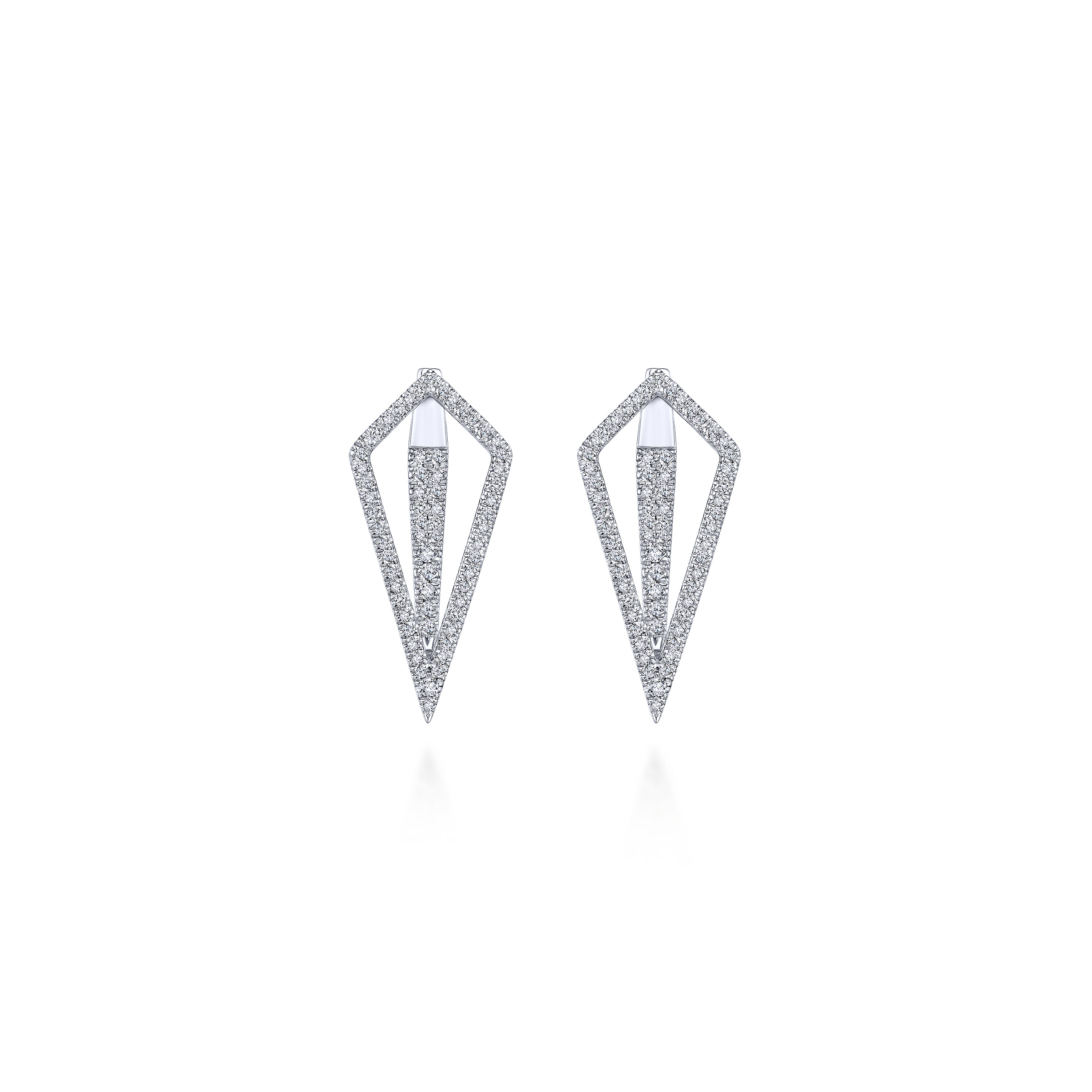 14K White Gold Diamond Kite Stud Earrings