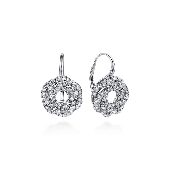 Gabriel - 14K White Gold Diamond Knot Drop Earrings