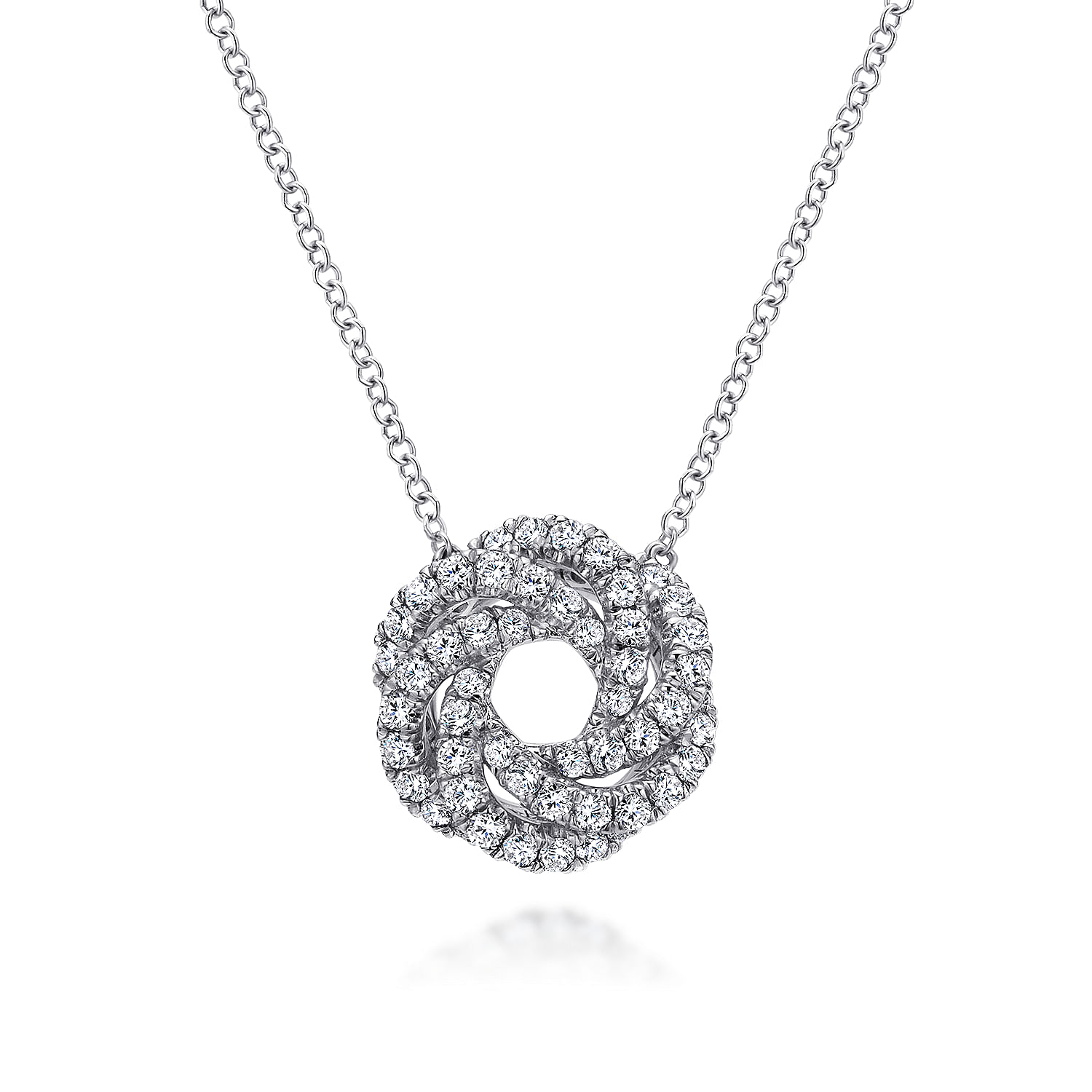 Gabriel - 14K White Gold Diamond Knot Pendant Necklace