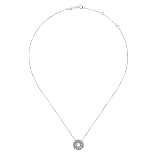 14K White Gold Diamond Knot Pendant Necklace angle 2