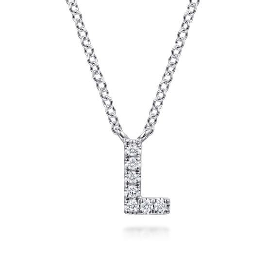 Gabriel - 14K White Gold Diamond L Initial Pendant Necklace