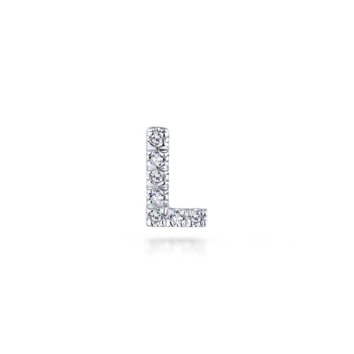 14K White Gold Diamond L Locket Charm Pendant