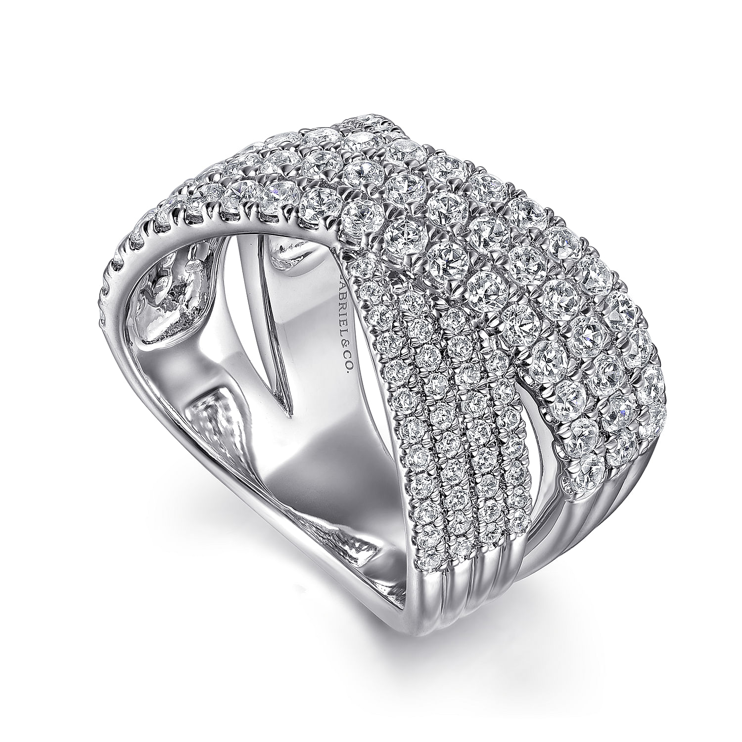 14K White Gold Diamond Ladies' Criss Cross Ring
