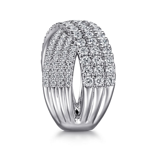 14K White Gold Diamond Ladies' Criss Cross Ring