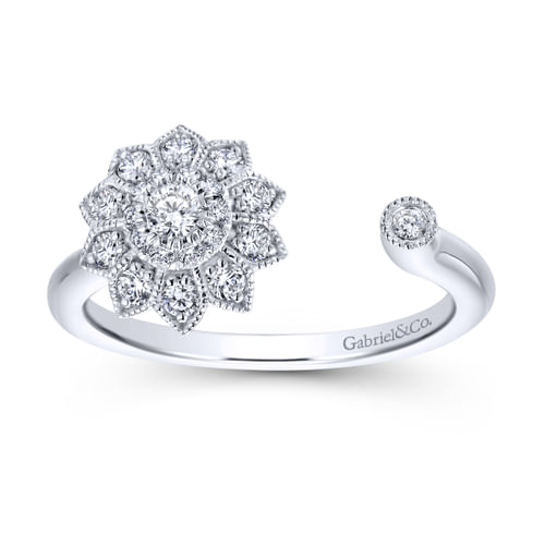 14K White Gold Diamond Ladies Ring