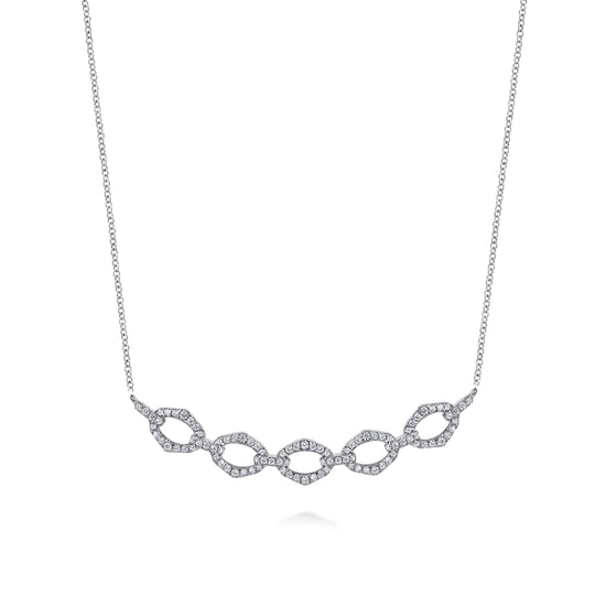 Gabriel - 14K White Gold Diamond Link Bar Necklace