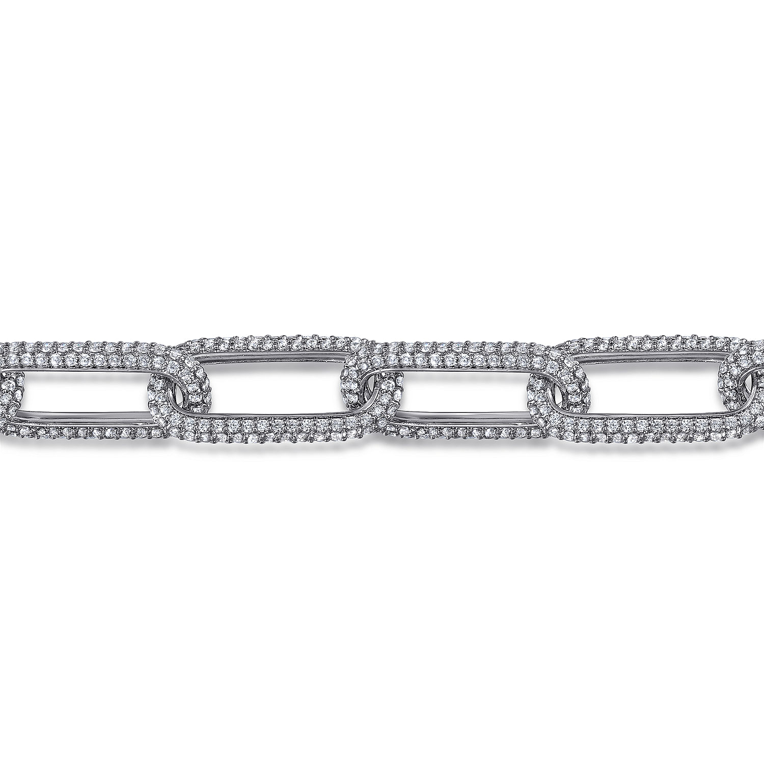 14K White Gold Diamond Link Chain Bracelet