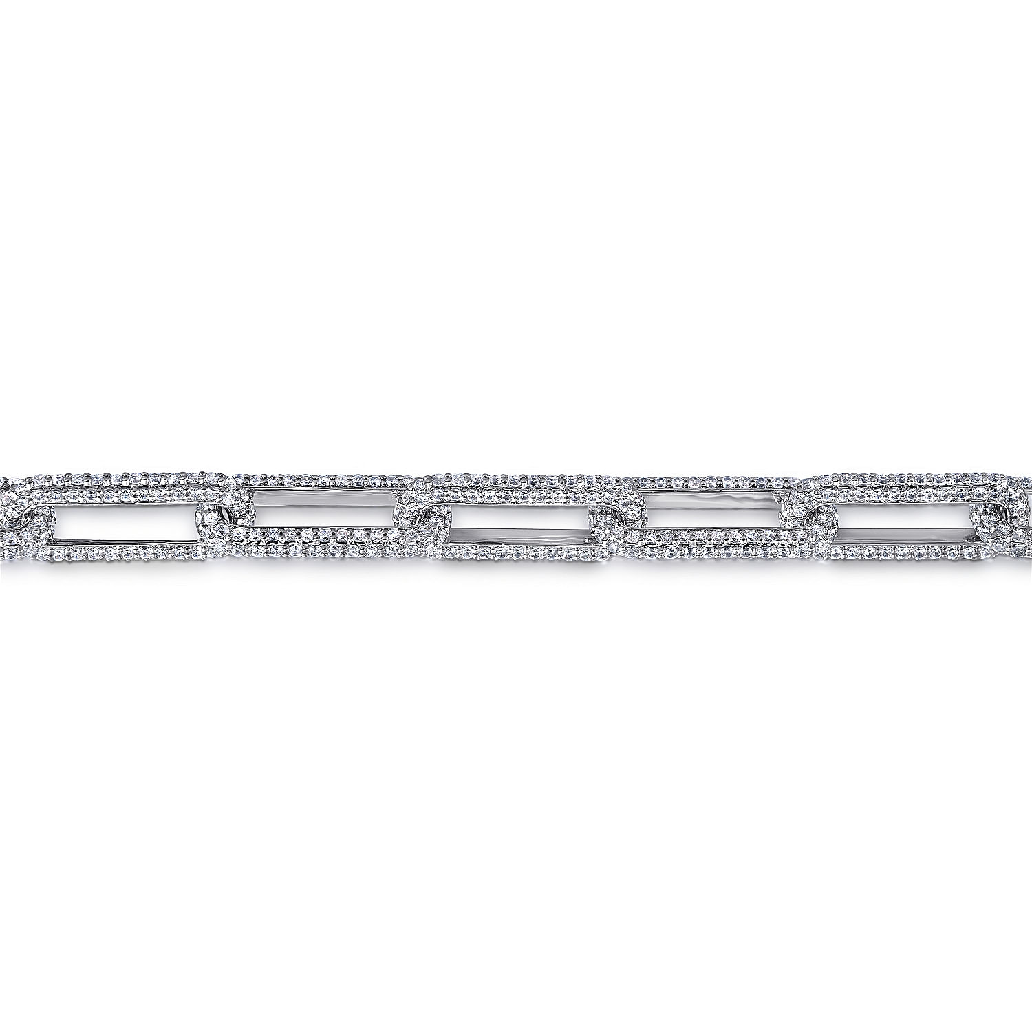 14K White Gold Diamond Link Chain Bracelet