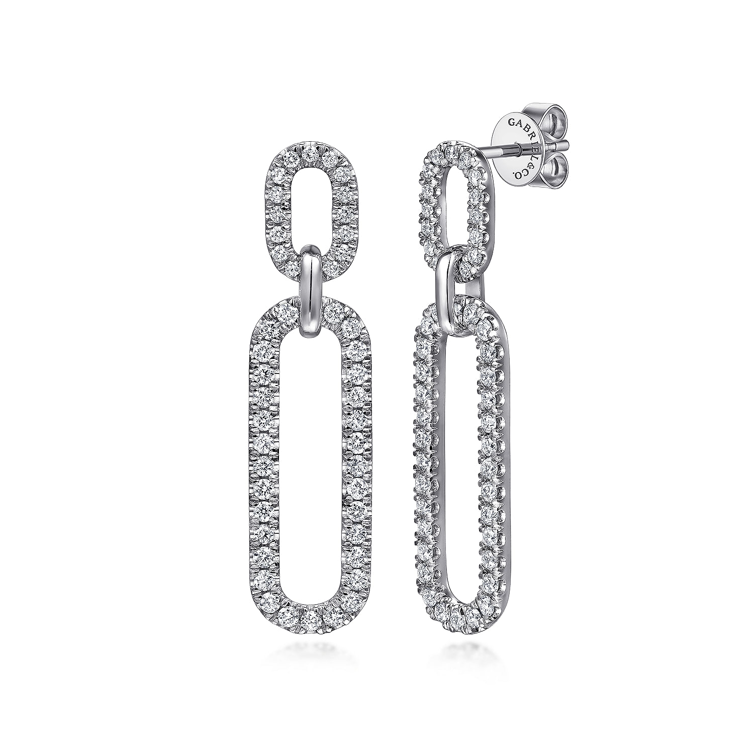 Gabriel - 14K White Gold Diamond Link Chain Drop Earrings
