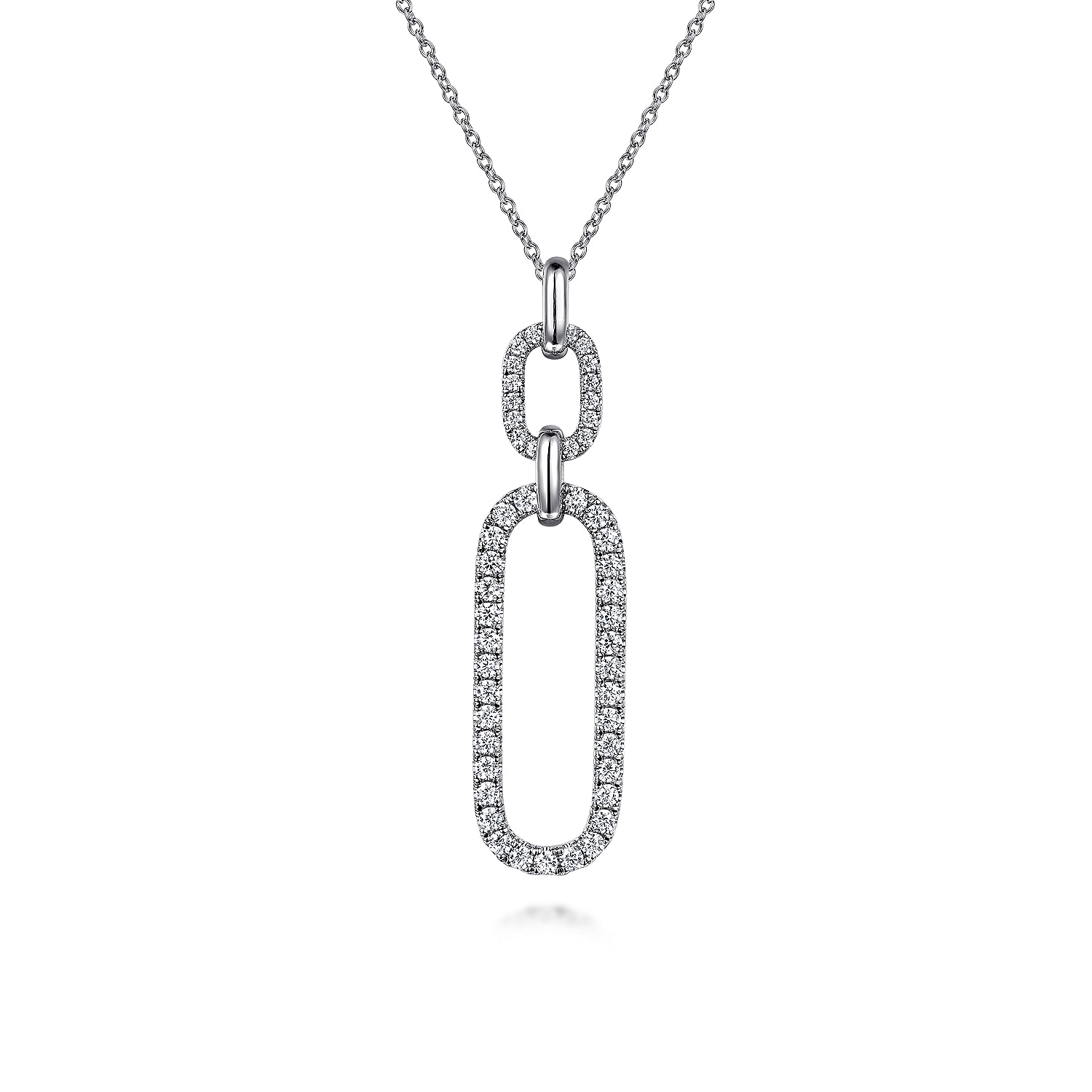 Gabriel - 14K White Gold Diamond Link Chain Drop Pendant Necklace