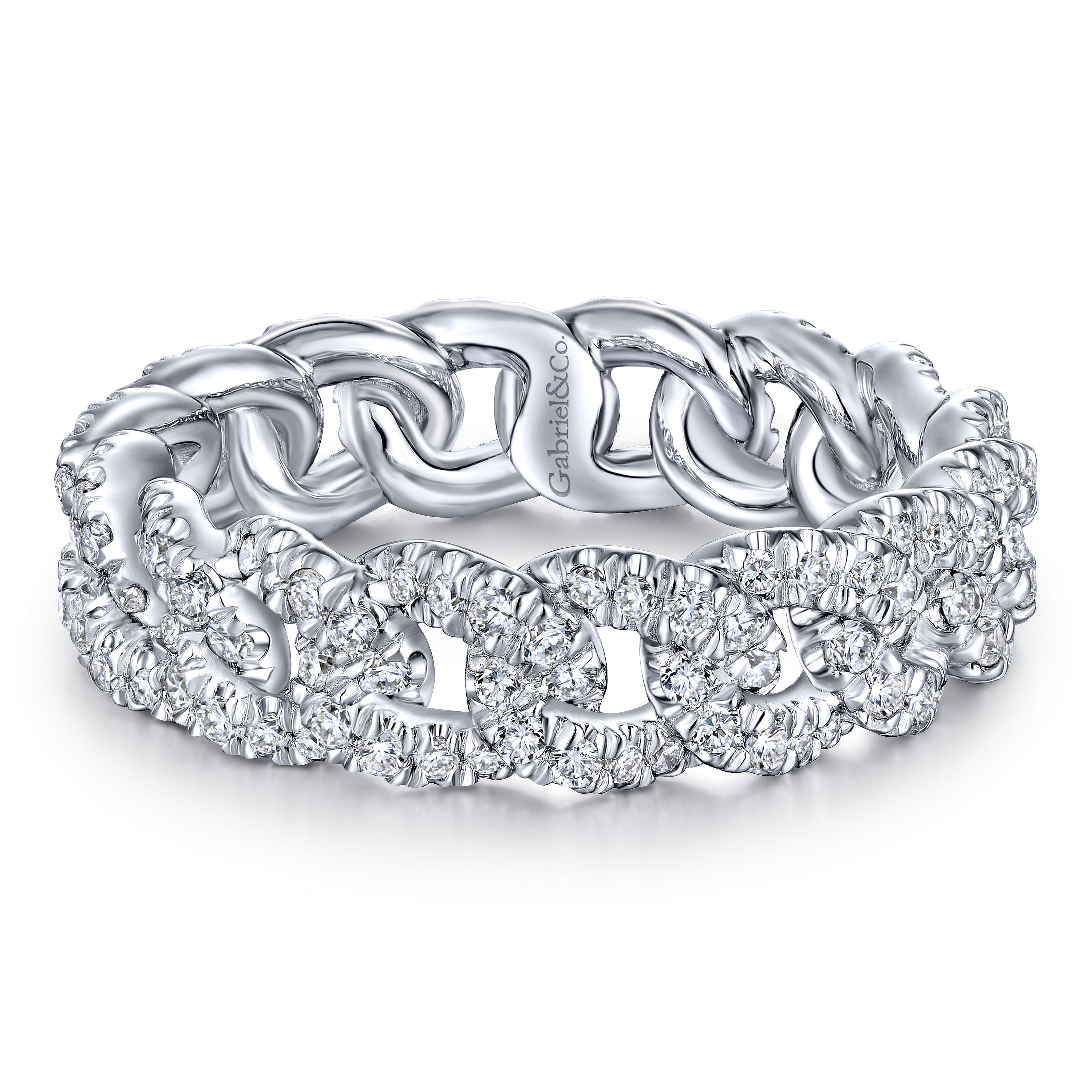 14K White Gold Diamond Link Eternity Ring