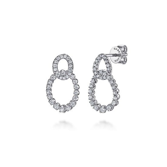 Gabriel - 14K White Gold Diamond Link Stud Drop Earrings