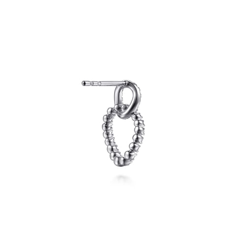 14K White Gold Diamond Link Stud Drop Earrings