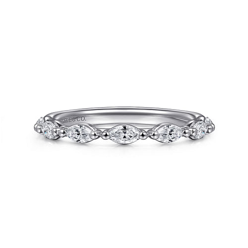 14K White Gold Diamond Marquise Anniversary Band