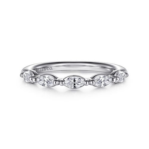 14K White Gold Diamond Marquise Anniversary Band