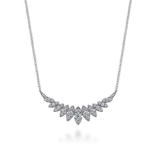 14K White Gold Diamond Marquise Bar Necklace