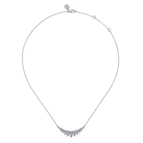 14K White Gold Diamond Marquise Bar Necklace