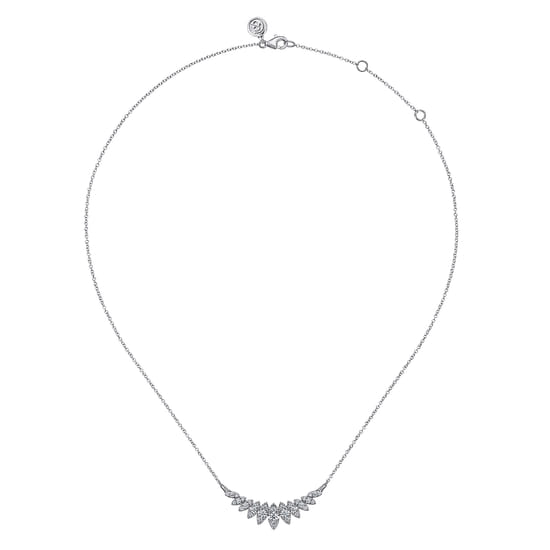 14K White Gold Diamond Marquise Bar Necklace angle 2