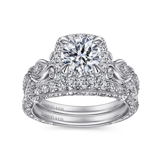 14K White Gold Diamond Matching Wedding Band angle 4