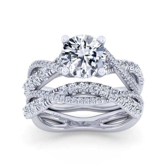 14K White Gold Diamond Matching Wedding Band angle 4
