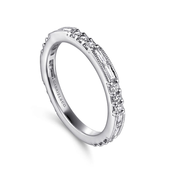 14K White Gold Diamond Matching Wedding Band angle 3
