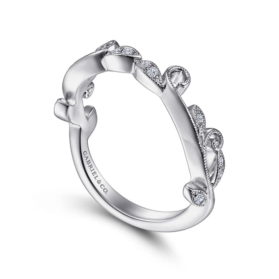 14K White Gold Diamond Matching Wedding Band angle 3
