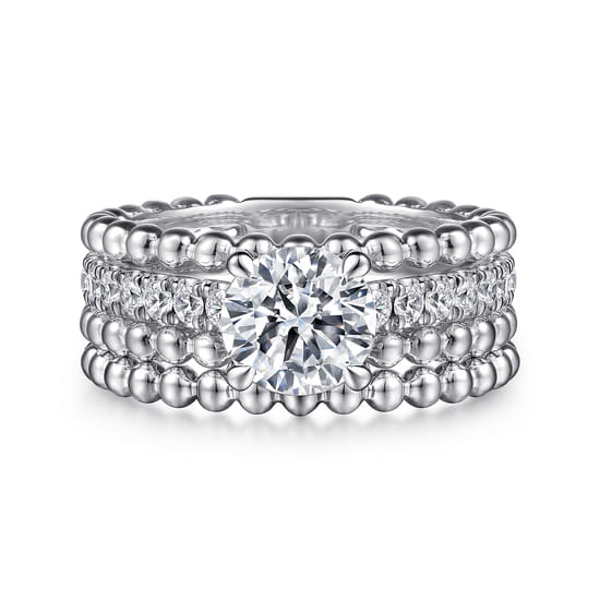 14K White Gold Diamond Matching Wedding Band angle 4