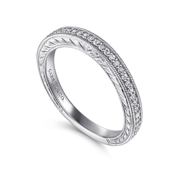 14K White Gold Diamond Matching Wedding Band angle 3