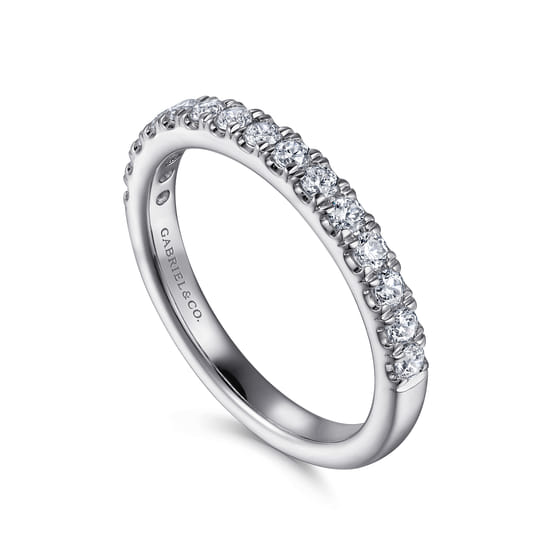 14K White Gold Diamond Matching Wedding Band angle 3