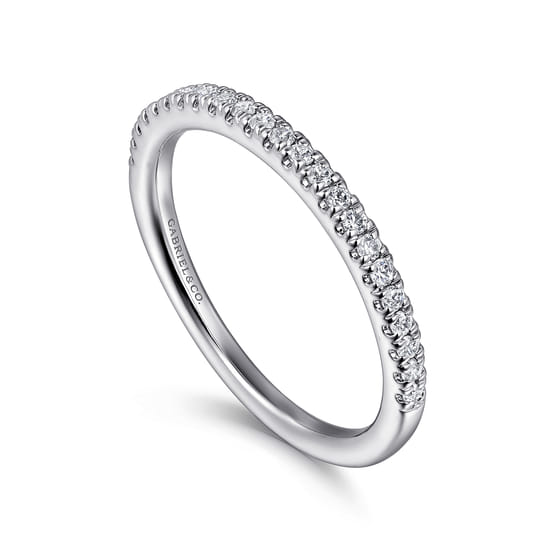 14K White Gold Diamond Matching Wedding Band angle 3
