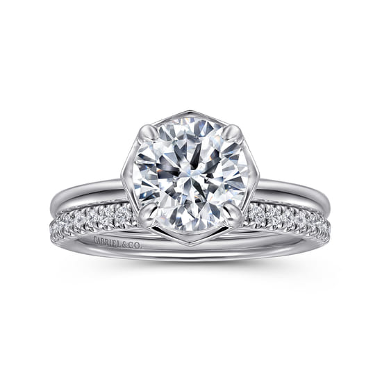 14K White Gold Diamond Matching Wedding Band angle 4