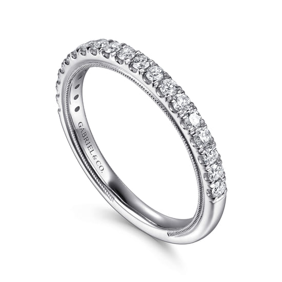 14K White Gold Diamond Matching Wedding Band angle 3