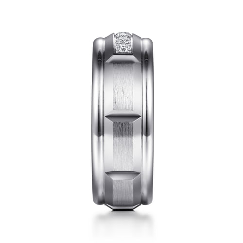 14K White Gold Diamond Men's Band in Satin Finish