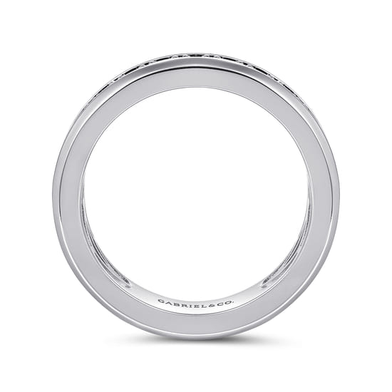 14K White Gold Diamond Men's Band angle 2