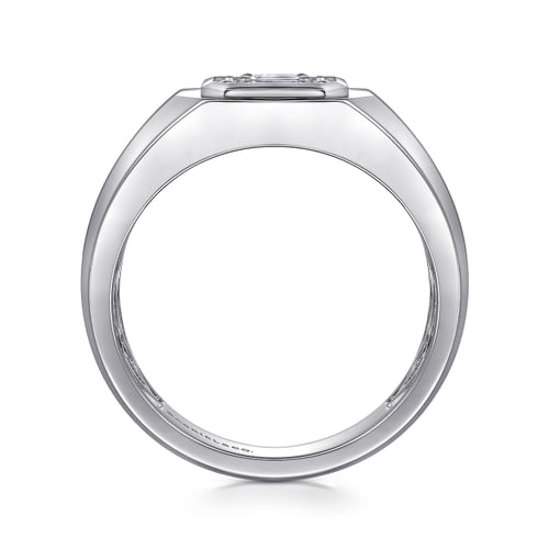 14K White Gold Diamond Mens Engagement Ring in High Polish Finish