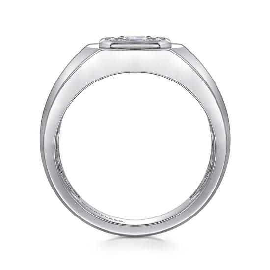 14K White Gold Diamond Mens Engagement Ring in High Polish Finish angle 2
