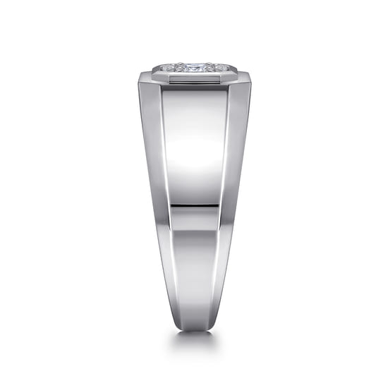 14K White Gold Diamond Mens Engagement Ring in High Polish Finish angle 4