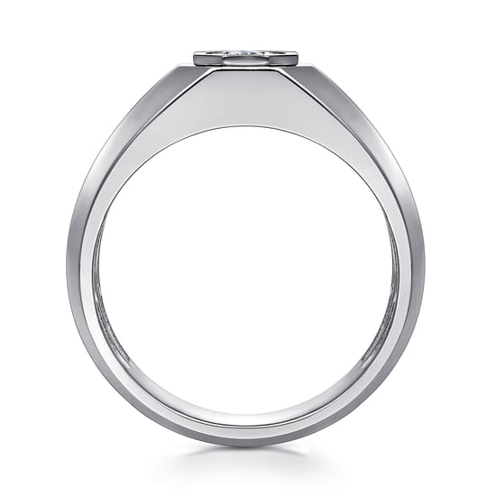 14K White Gold Diamond Mens Engagement Ring in High Polish Finish angle 2